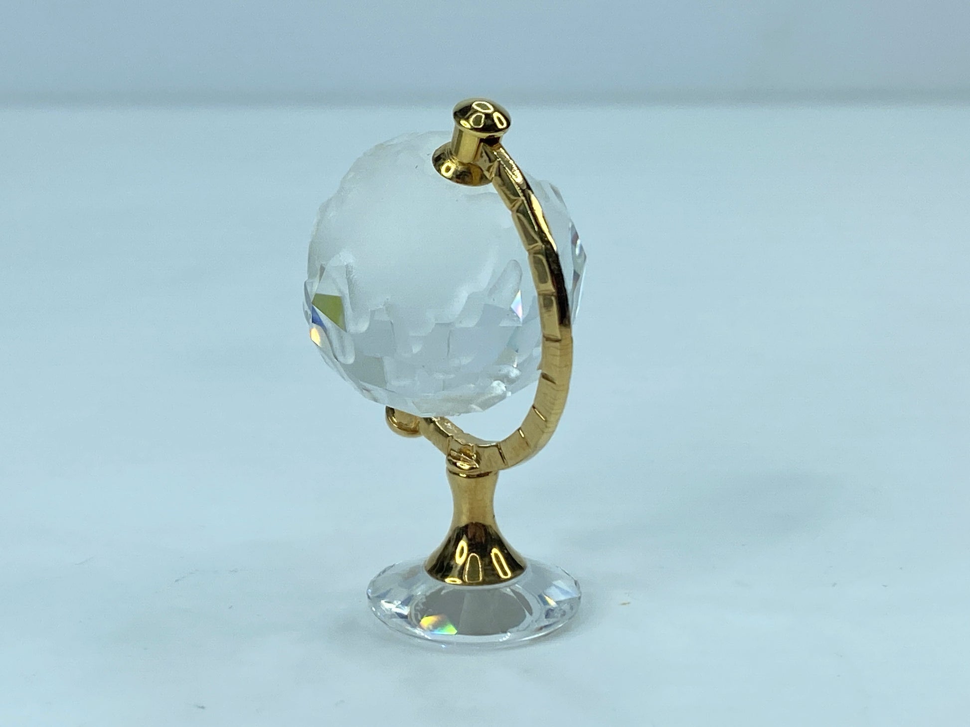 Retired Swarovski Crystal Mini Globe with Etched Continents Mint COA S106