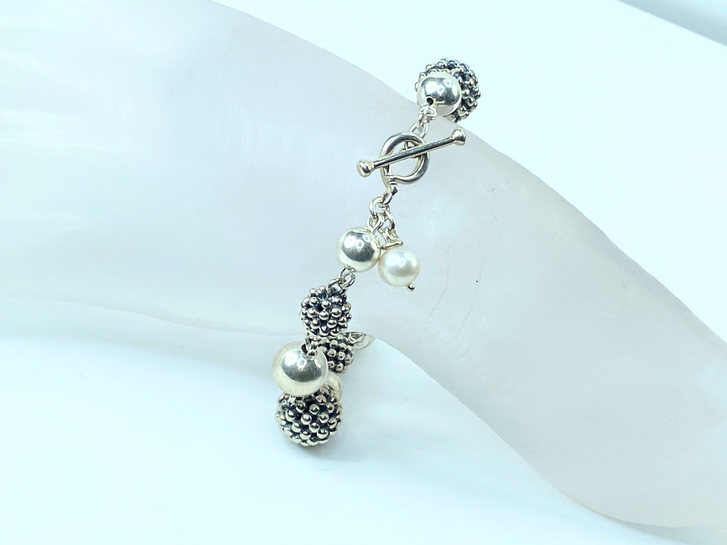 Michael Dawkins Sterling 925 Toggle Bracelet & Hanging Freshwater Pearl JR8787