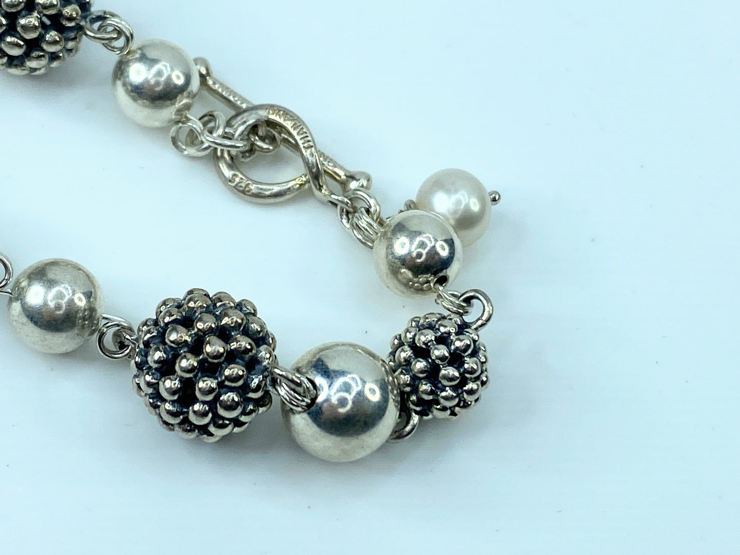 Michael Dawkins Sterling 925 Toggle Bracelet & Hanging Freshwater Pearl JR8787