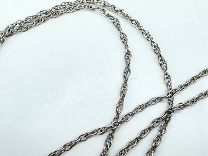 Vintage 14K White Gold Diamond Open Heart Pendant Necklace 15.5" JR1891