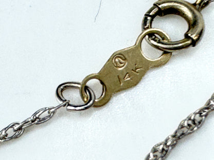 Vintage 14K White Gold Diamond Open Heart Pendant Necklace 15.5" JR1891