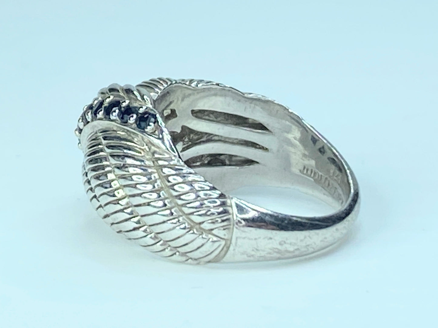 Judith Ripka Sterling Sapphire Ribbed Wide Heavy Band Dome Ring