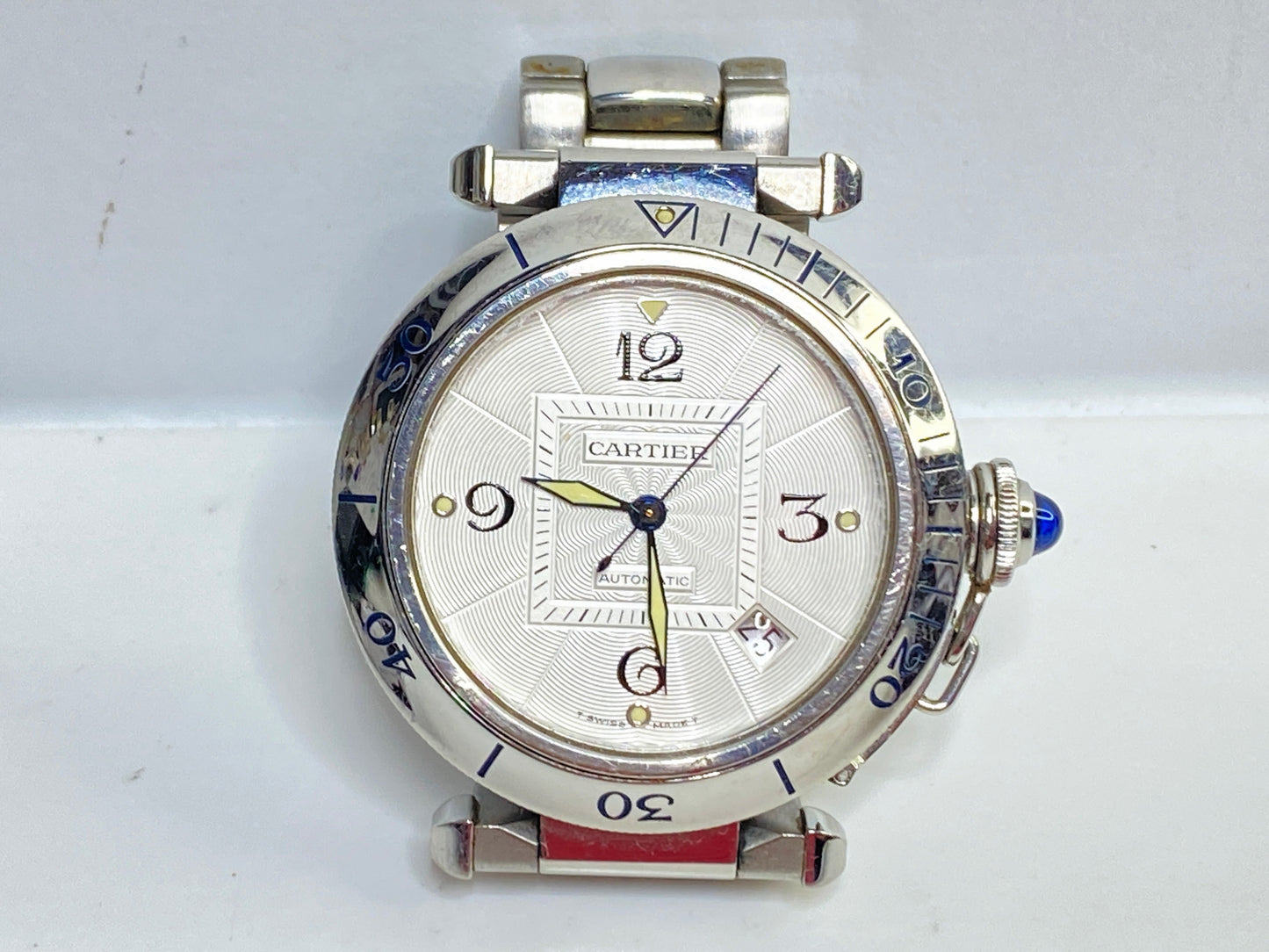 Vintage Cartier Pasha Automatic Stainless Steel Watch Date Extra Links SS160