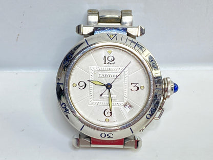 Vintage Cartier Pasha Automatic Stainless Steel Watch Date Extra Links SS160