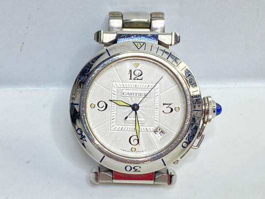 Vintage Cartier Pasha Automatic Stainless Steel Watch Date Extra Links SS160
