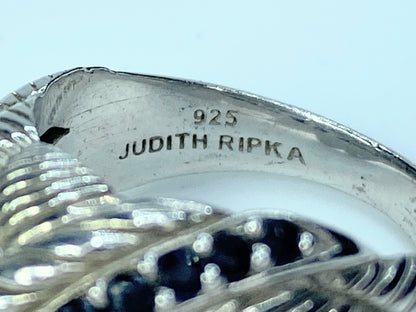 Judith Ripka Sterling Sapphire Ribbed Wide Heavy Band Dome Ring