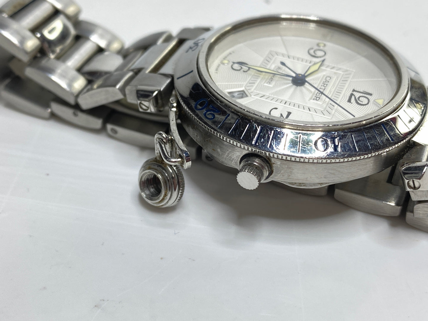 Vintage Cartier Pasha Automatic Stainless Steel Watch Date Extra Links SS160