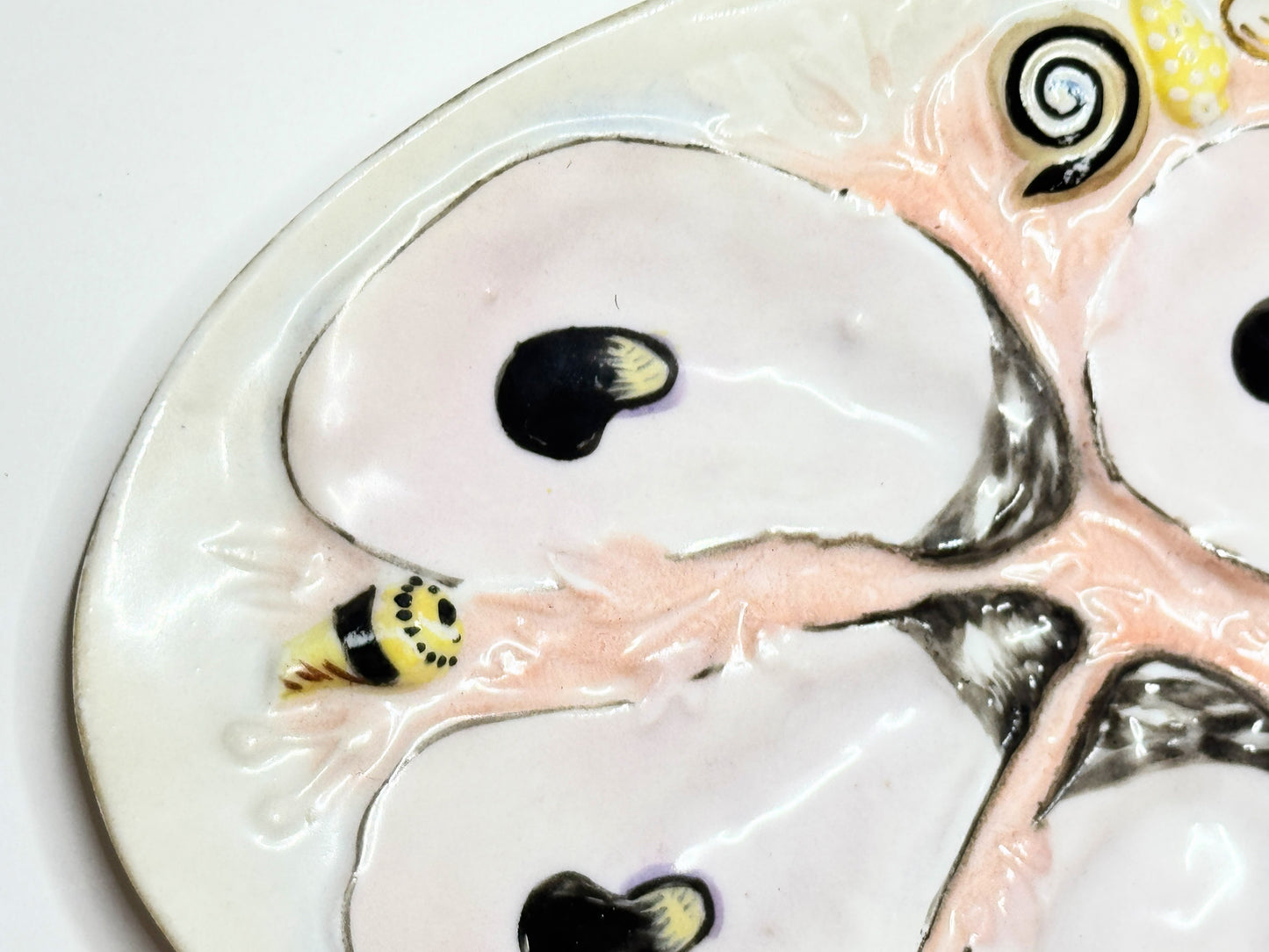 Antique American UPW Porcelain Pink peach Sea Life Oyster Plate Decor A706