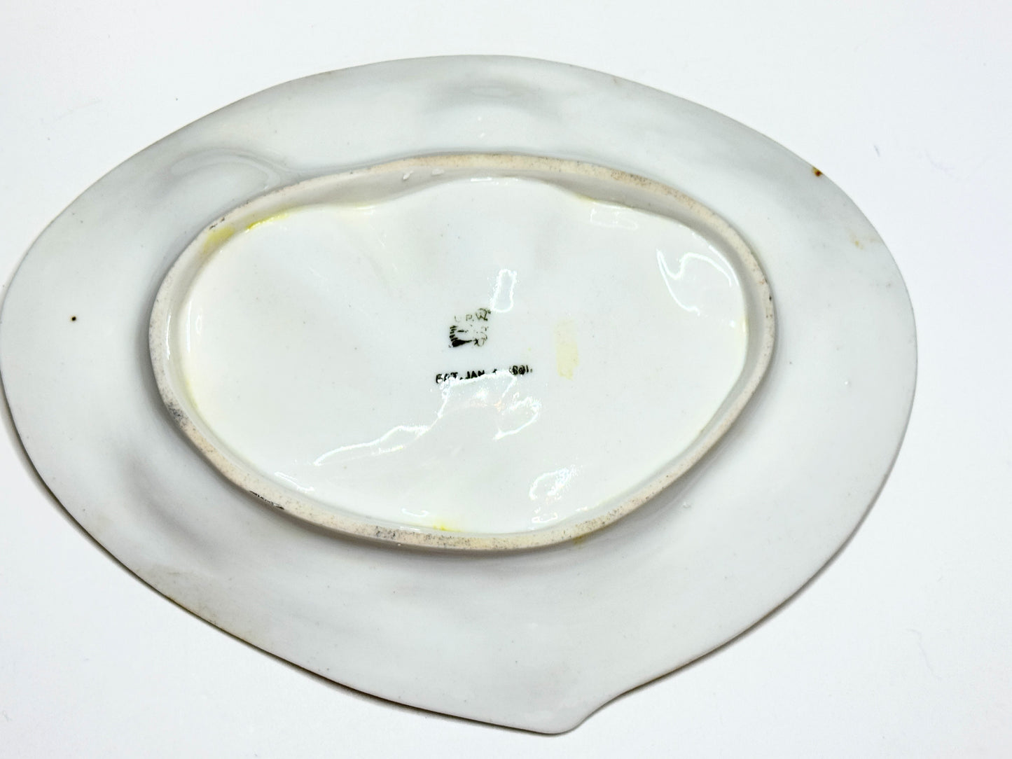 Antique American UPW Porcelain Pink peach Sea Life Oyster Plate Decor A706