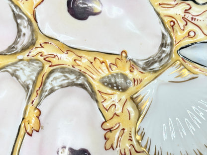 Antique UPW Oyster Plate with Blush Shells, Gold Accents & Sea Motifs mint A710