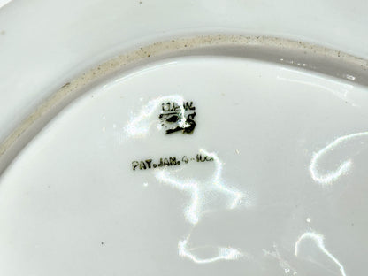 Antique UPW Oyster Plate with Blush Shells, Gold Accents & Sea Motifs mint A710