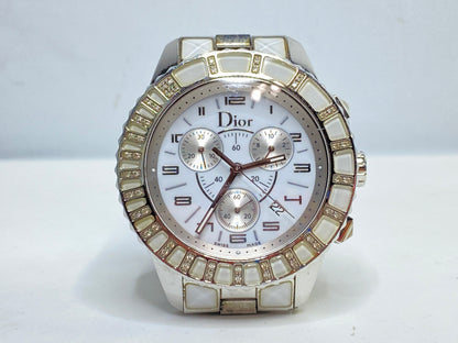 Dior Stainless Steel Chronograph Watch Mother-of-Pearl Dial Bracelet SS163