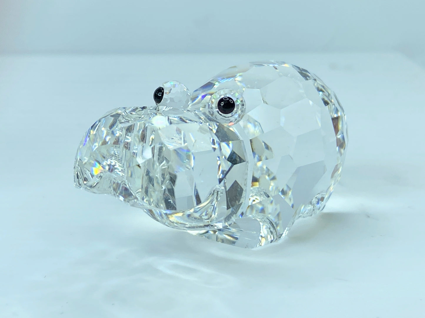 Swarovski Silver Crystal Figurine, Large Hippopotamus Mirror COA S113