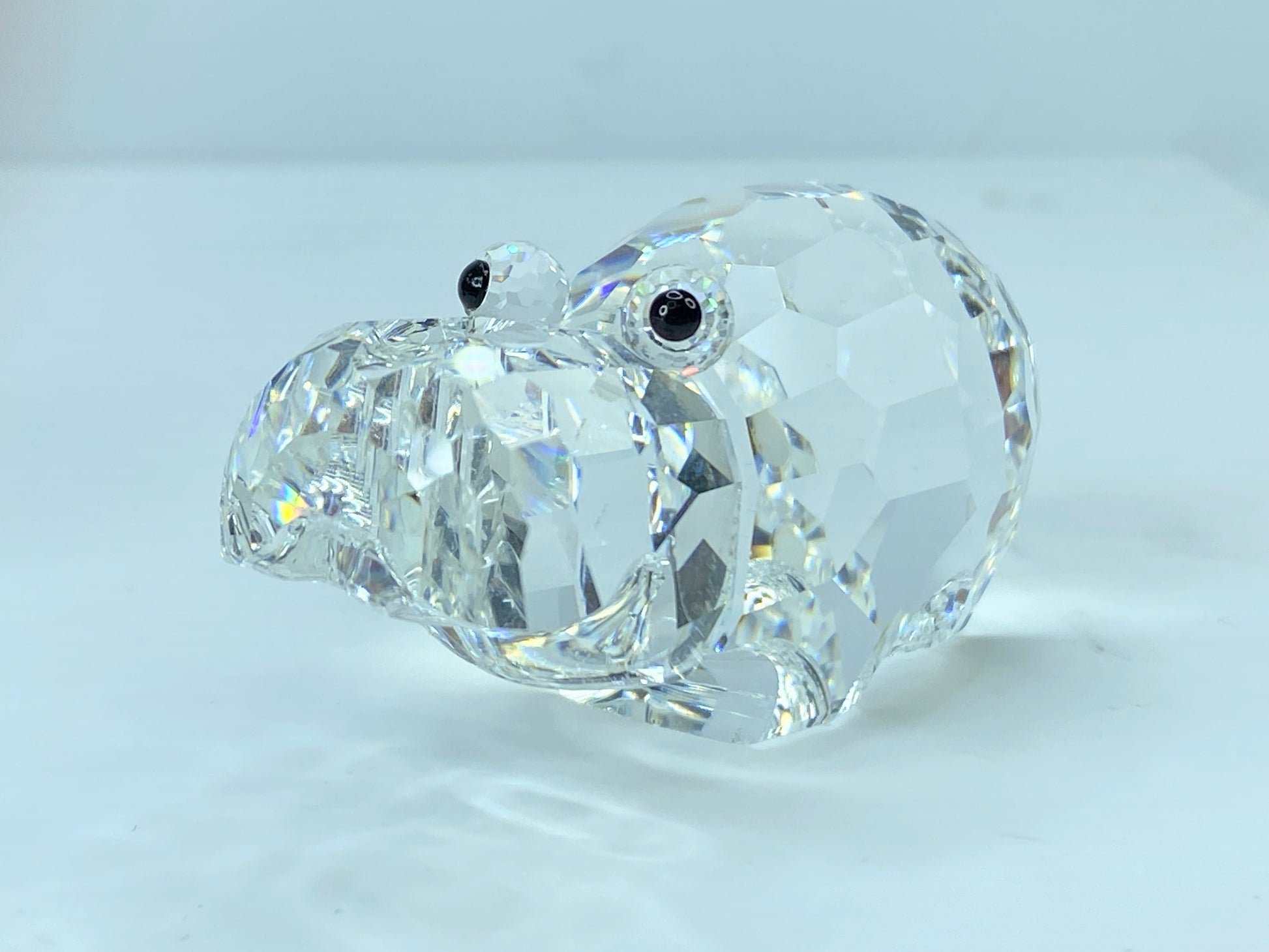 Swarovski Silver Crystal Figurine, Large Hippopotamus Mirror COA S113