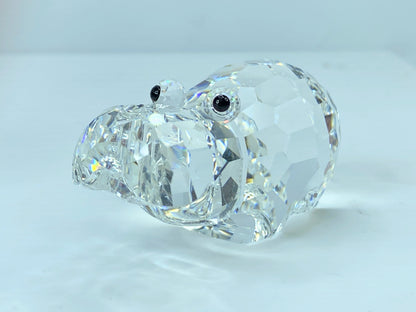 Swarovski Silver Crystal Figurine, Large Hippopotamus Mirror COA S113
