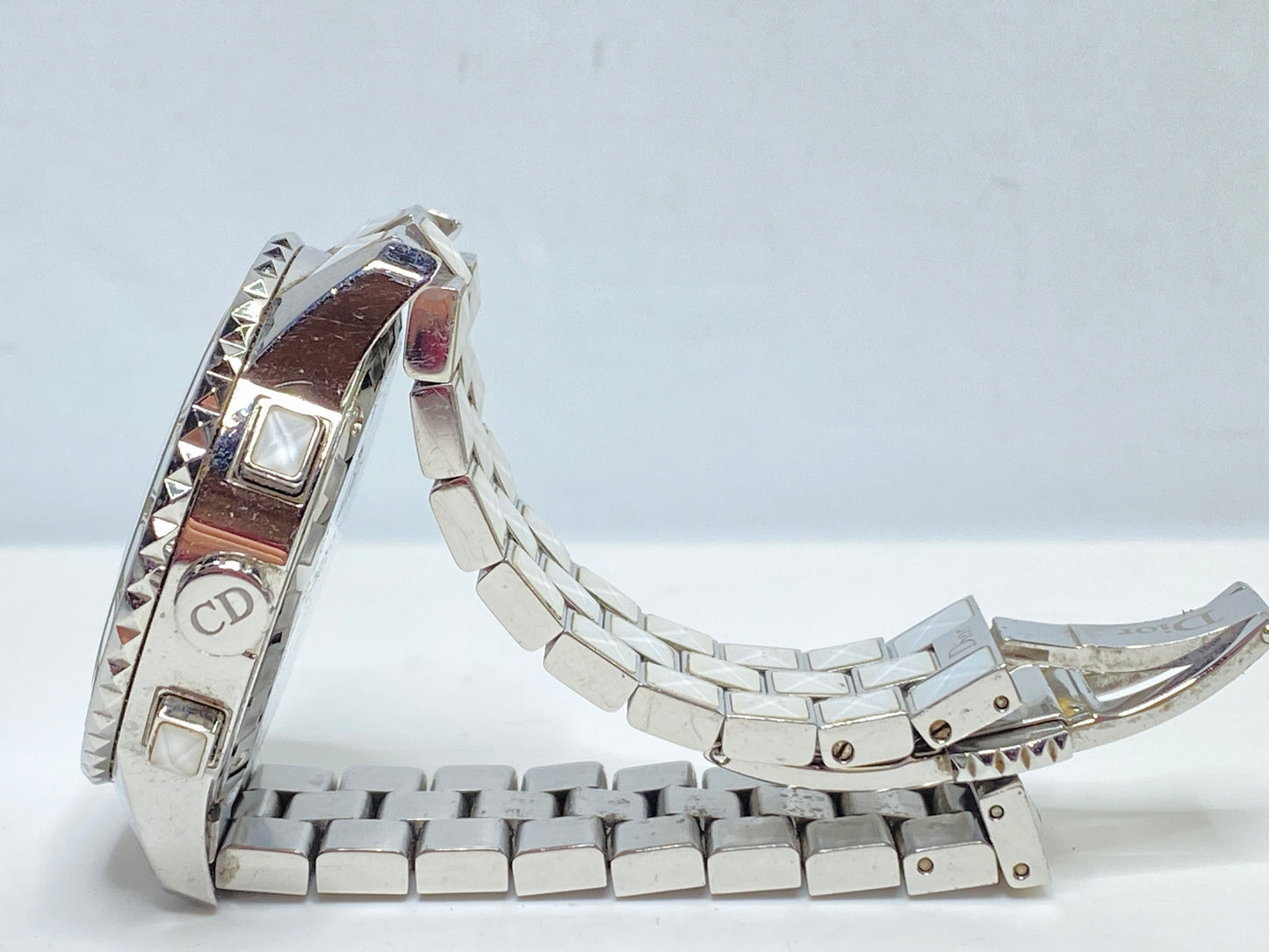 Dior Stainless Steel Chronograph Watch Mother-of-Pearl Dial Bracelet SS163