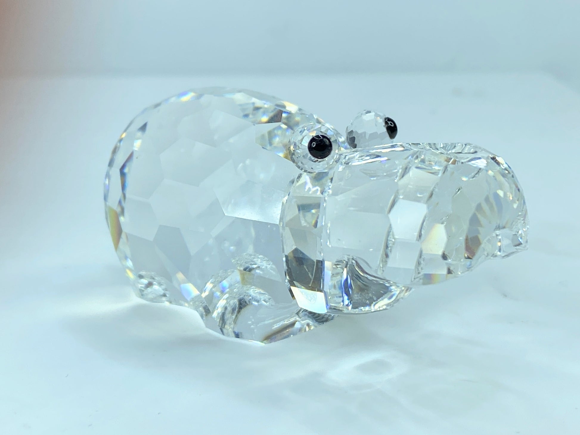 Swarovski Silver Crystal Figurine, Large Hippopotamus Mirror COA S113