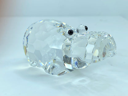 Swarovski Silver Crystal Figurine, Large Hippopotamus Mirror COA S113