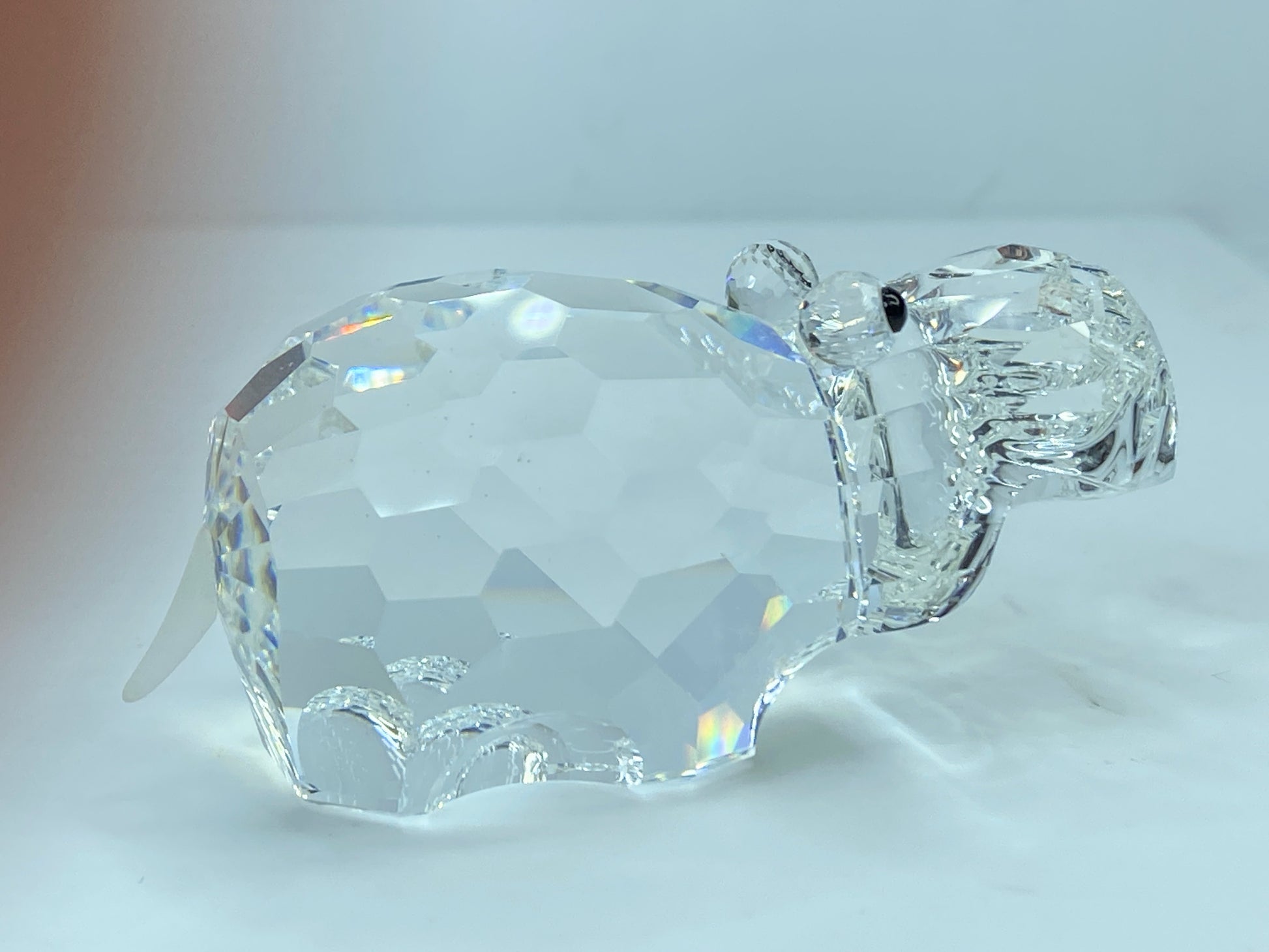 Swarovski Silver Crystal Figurine, Large Hippopotamus Mirror COA S113