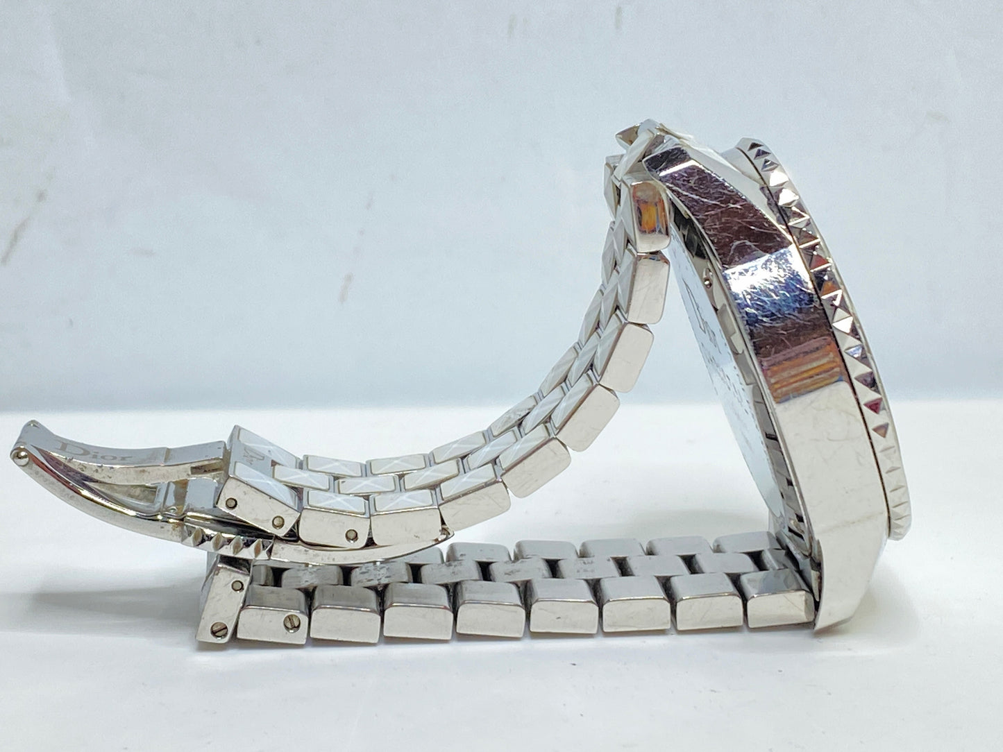Dior Stainless Steel Chronograph Watch Mother-of-Pearl Dial Bracelet SS163