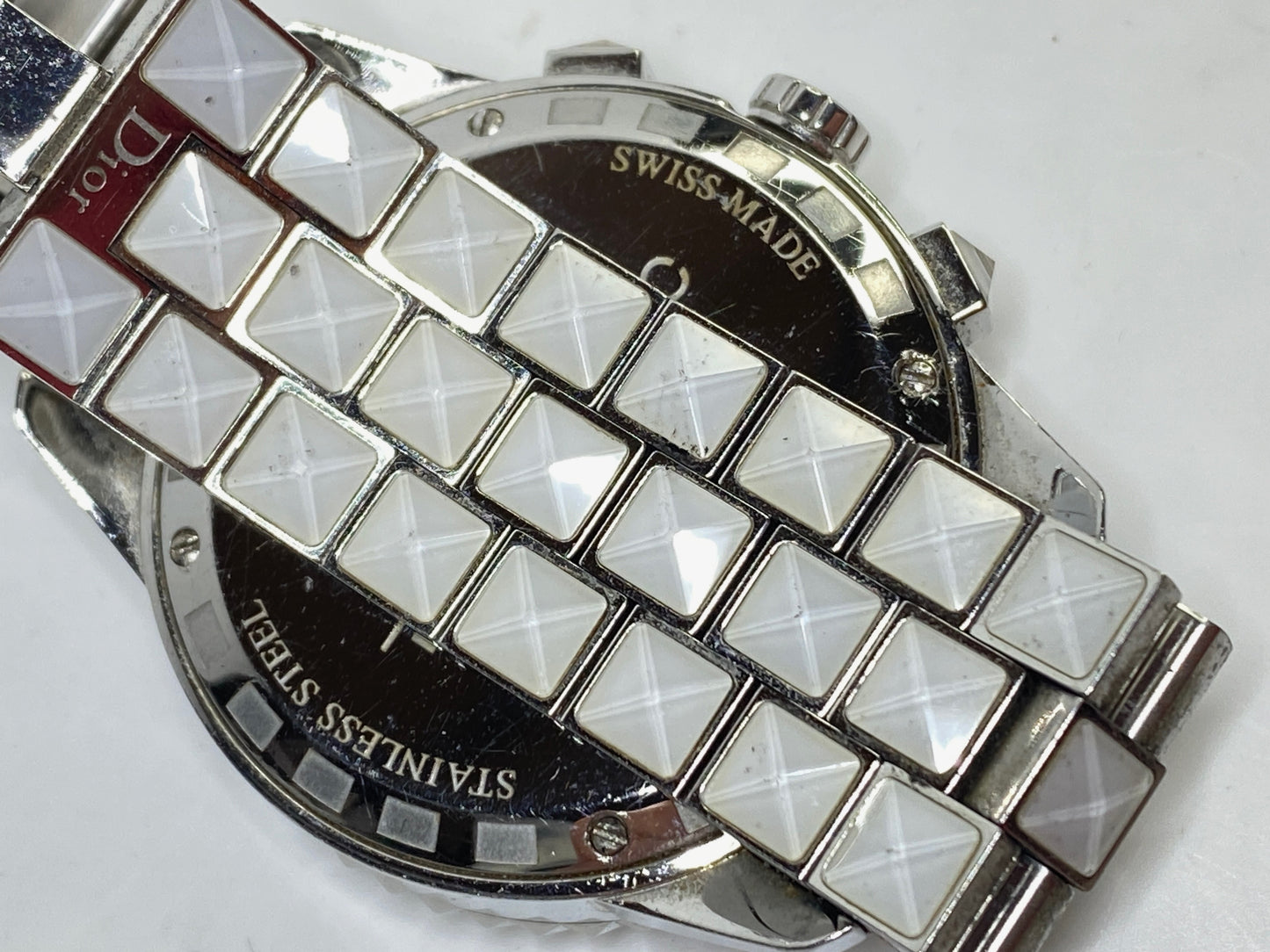 Dior Stainless Steel Chronograph Watch Mother-of-Pearl Dial Bracelet SS163