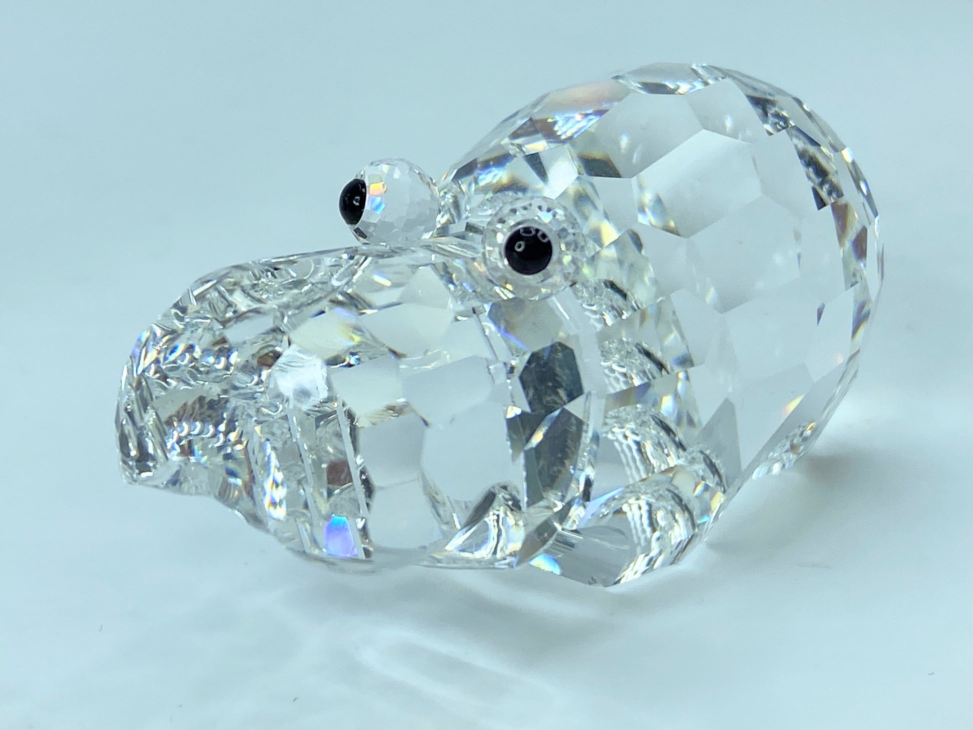 Swarovski Silver Crystal Figurine, Large Hippopotamus Mirror COA S113