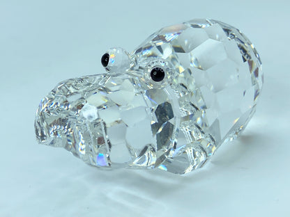 Swarovski Silver Crystal Figurine, Large Hippopotamus Mirror COA S113