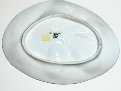 Antique UPW Oyster Plate with Soft Green Seaweed & Gilt Details c1800 A712