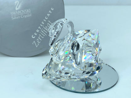 Swarovski Silver Crystal Figurine, Swan Medium COA Mirror S115