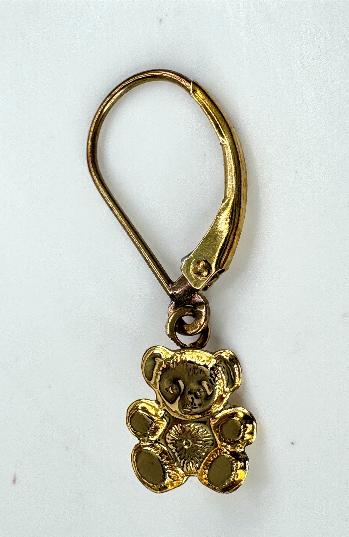 Vintage 14k gold teddy bear dangle leverback earrings cute bear JR1896