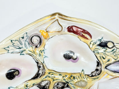 Antique UPW Hand-Painted Oyster Plate, Nautical Motif, French Style A714