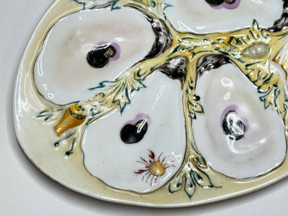 Antique UPW Hand-Painted Oyster Plate, Nautical Motif, French Style A714