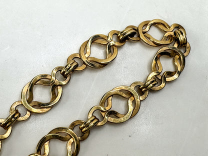 Vintage 14k gold unique interlocking link heart charm bracelet rare 6.6in JR1898