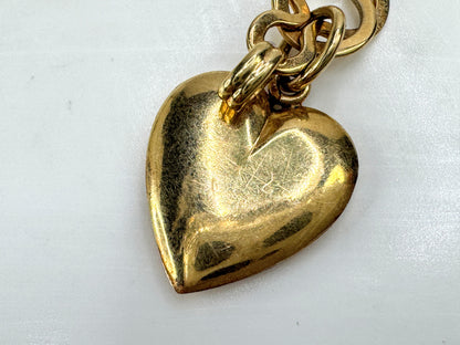 Vintage 14k gold unique interlocking link heart charm bracelet rare 6.6in JR1898
