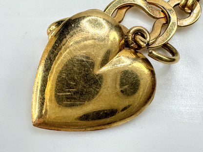 Vintage 14k gold unique interlocking link heart charm bracelet rare 6.6in JR1898
