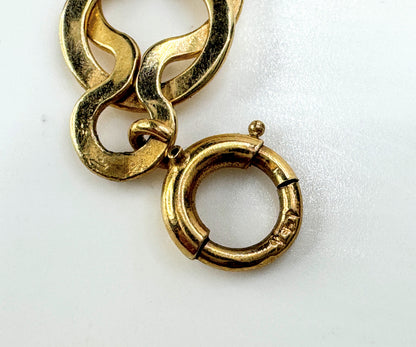 Vintage 14k gold unique interlocking link heart charm bracelet rare 6.6in JR1898