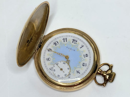 1905 Elgin Grade 348 18S 21 Jewels Railroad Fancy Dial Hunter Pocket Watch SS164