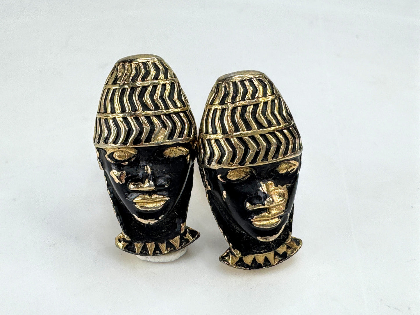 Vintage Shank Blackamoor Gold Tone Cufflinks 23mm Figural Pair Gift Box SS469