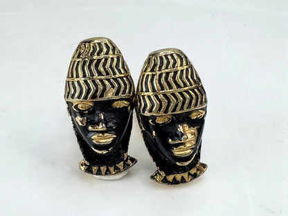 Vintage Shank Blackamoor Gold Tone Cufflinks 23mm Figural Pair Gift Box SS469