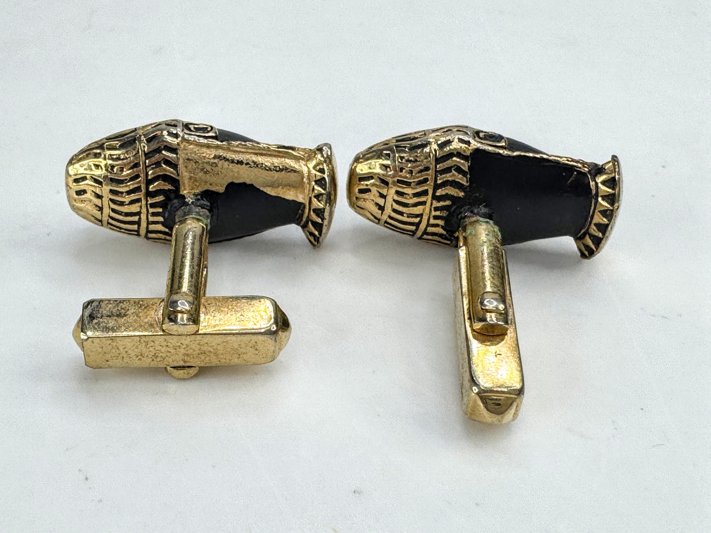 Vintage Shank Blackamoor Gold Tone Cufflinks 23mm Figural Pair Gift Box SS469