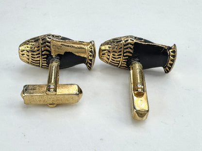 Vintage Shank Blackamoor Gold Tone Cufflinks 23mm Figural Pair Gift Box SS469