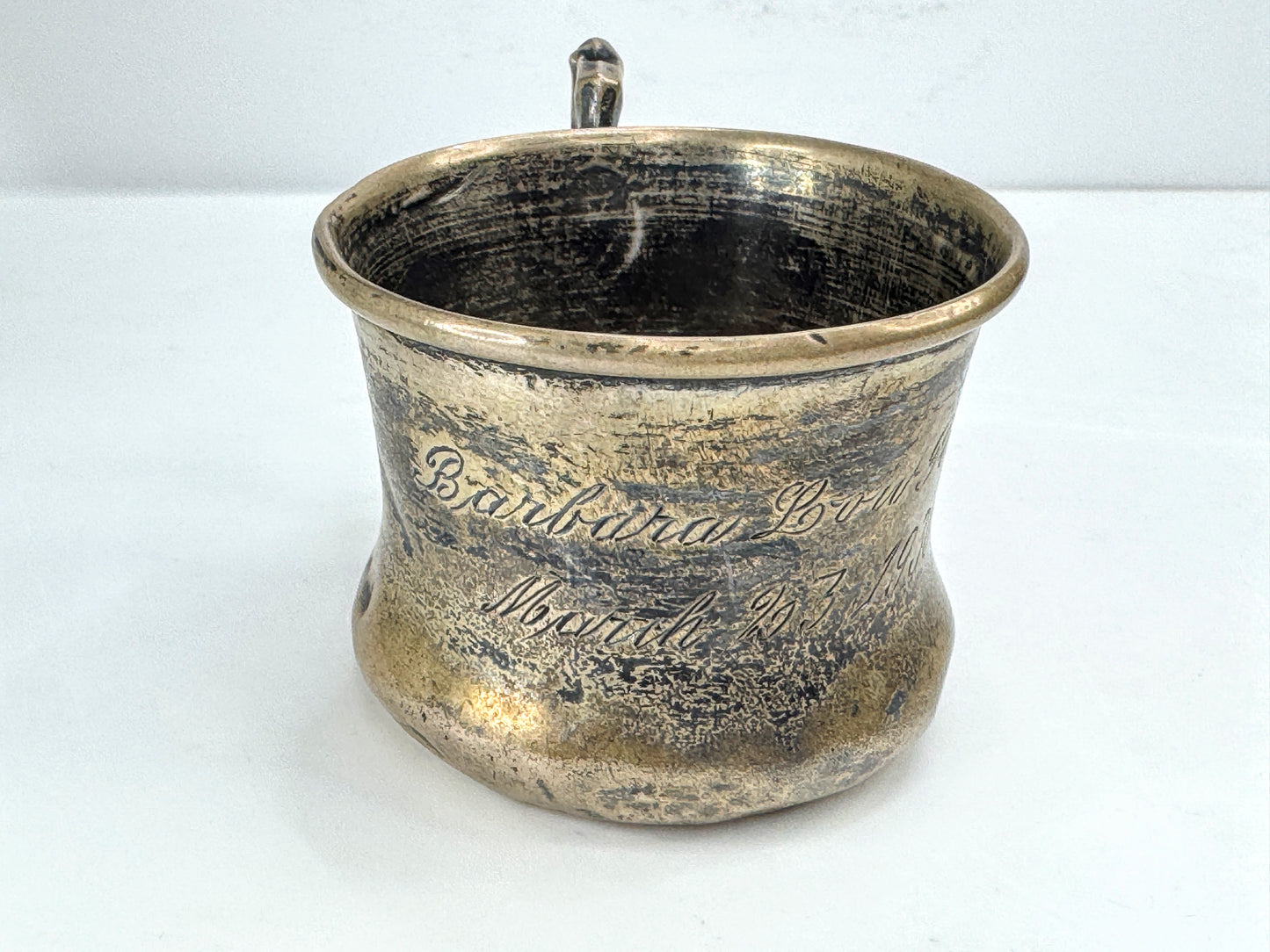 Vintage sterling silver engraved baby cup christening handled mug no. 807 SS470