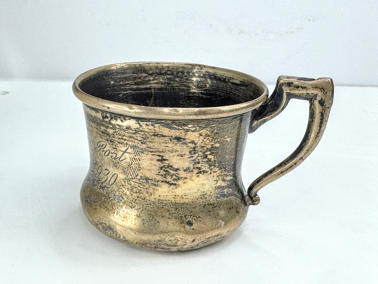 Vintage sterling silver engraved baby cup christening handled mug no. 807 SS470