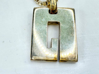 Vintage Gucci Sterling Silver G Logo Necklace 15" Box Chain Italy JR1899