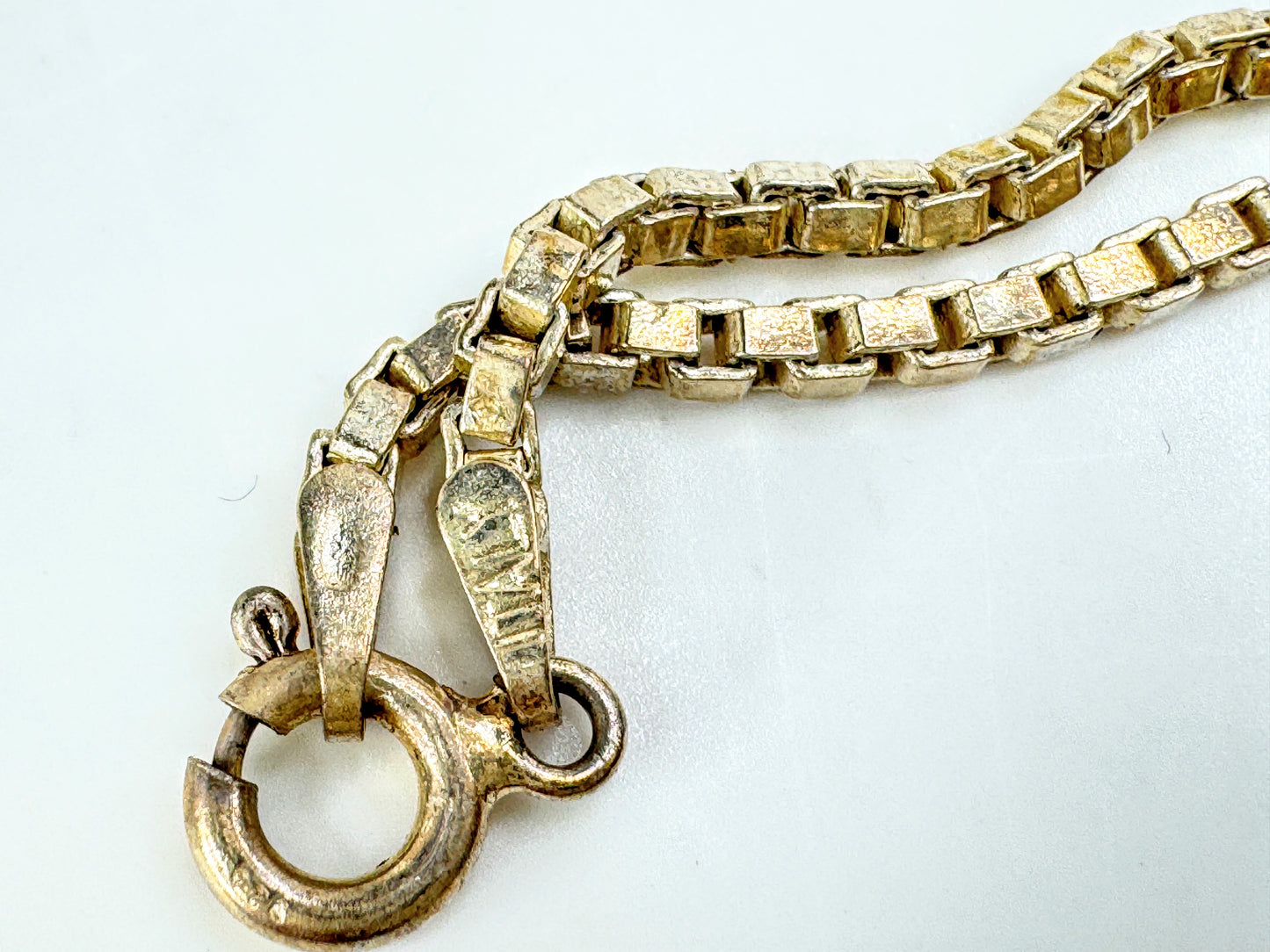Vintage Gucci Sterling Silver G Logo Necklace 15" Box Chain Italy JR1899