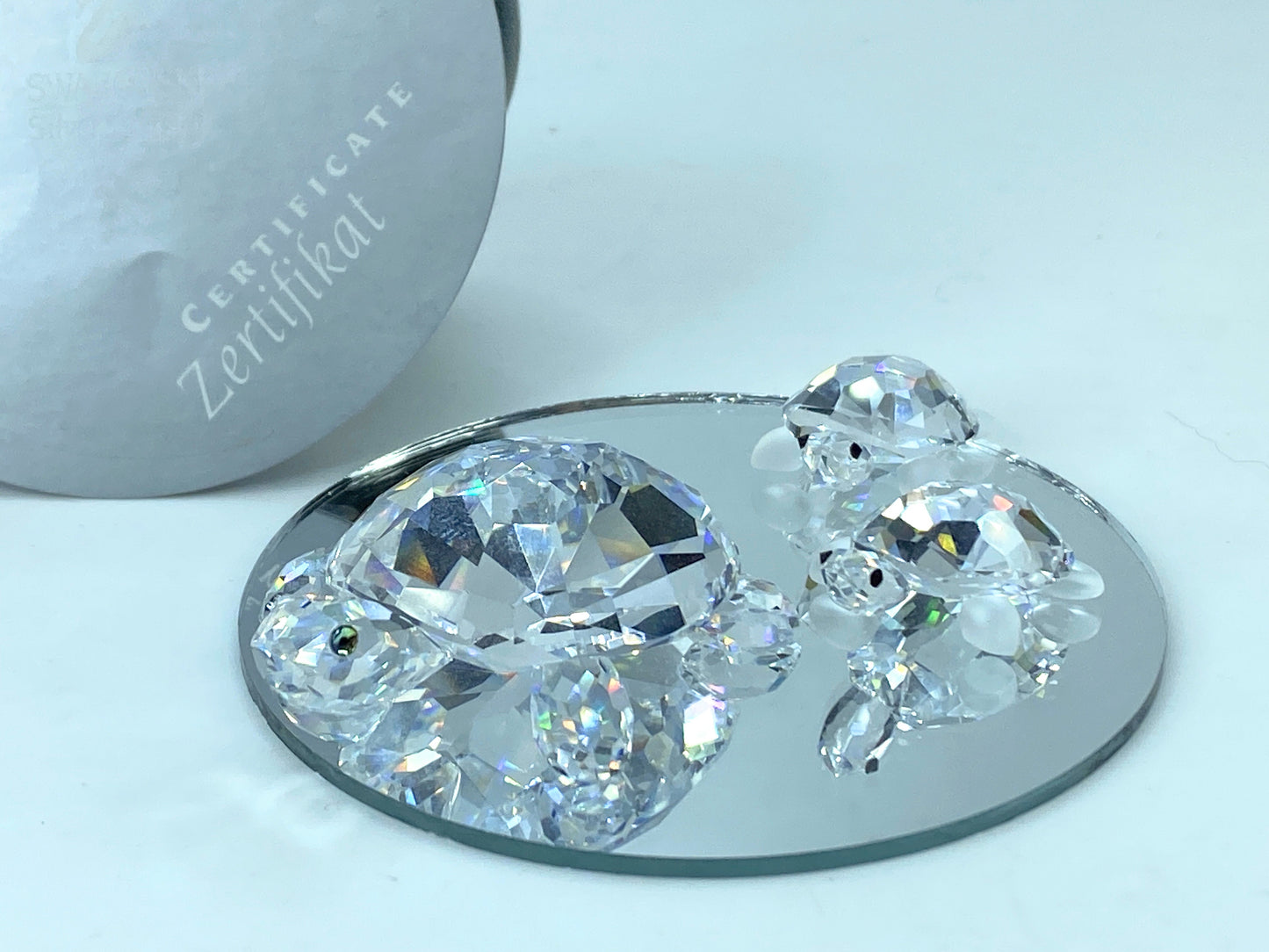 Swarovski Crystal Mom & baby Turtles (3) figurines COA Mirror S120