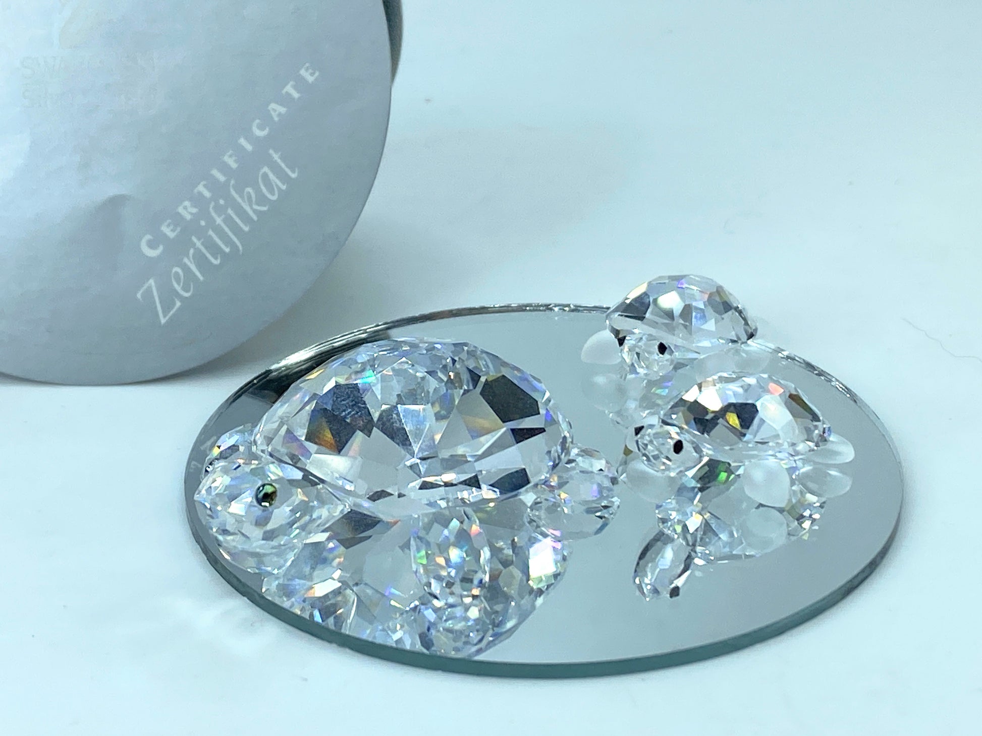 Swarovski Crystal Mom & baby Turtles (3) figurines COA Mirror S120
