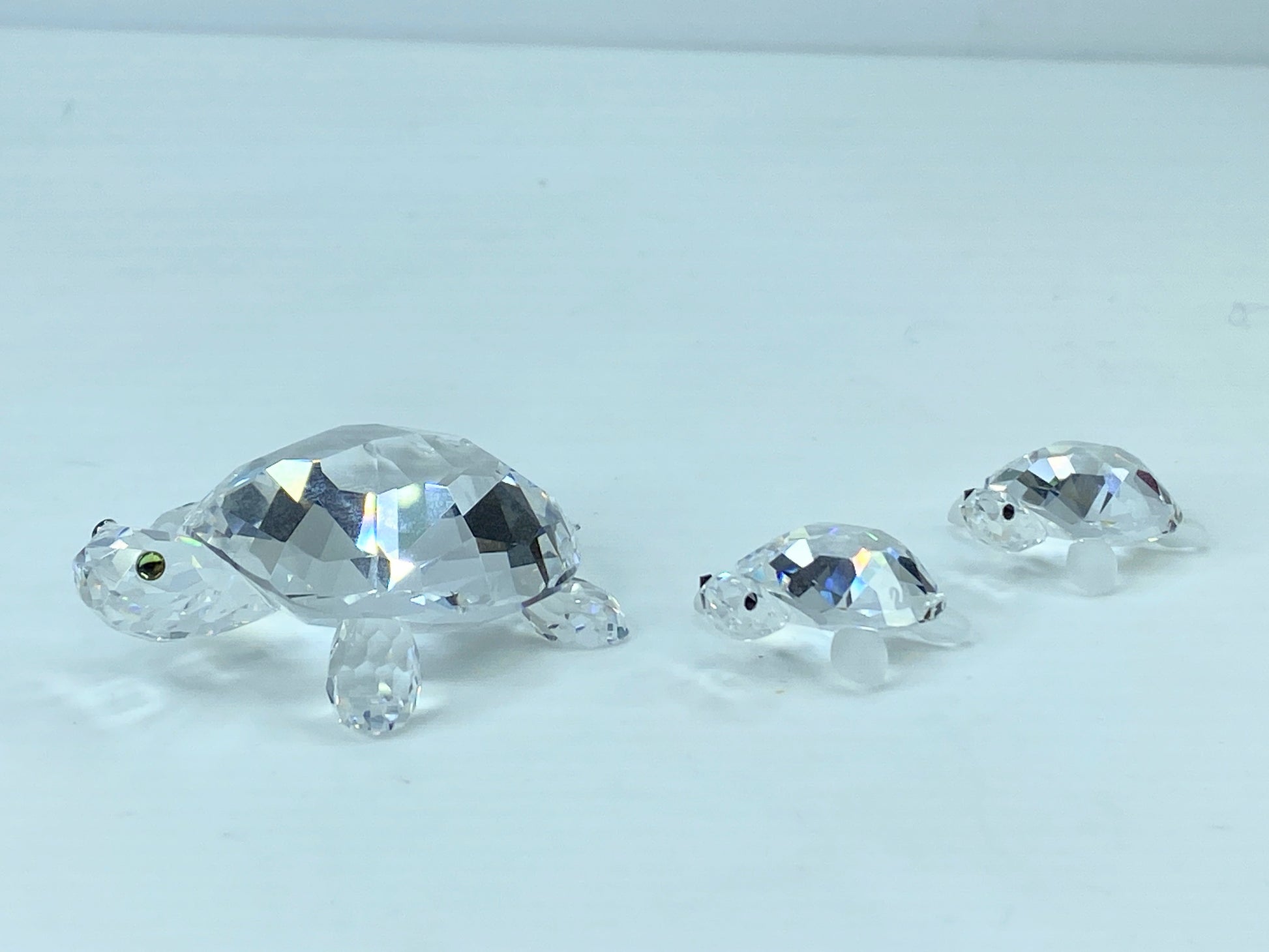 Swarovski Crystal Mom & baby Turtles (3) figurines COA Mirror S120