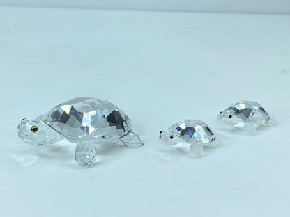 Swarovski Crystal Mom & baby Turtles (3) figurines COA Mirror S120