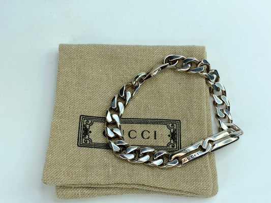 GUCCI Infinity Knot Chain Bracelet sterling Silver 925 7" 24.5g JR81